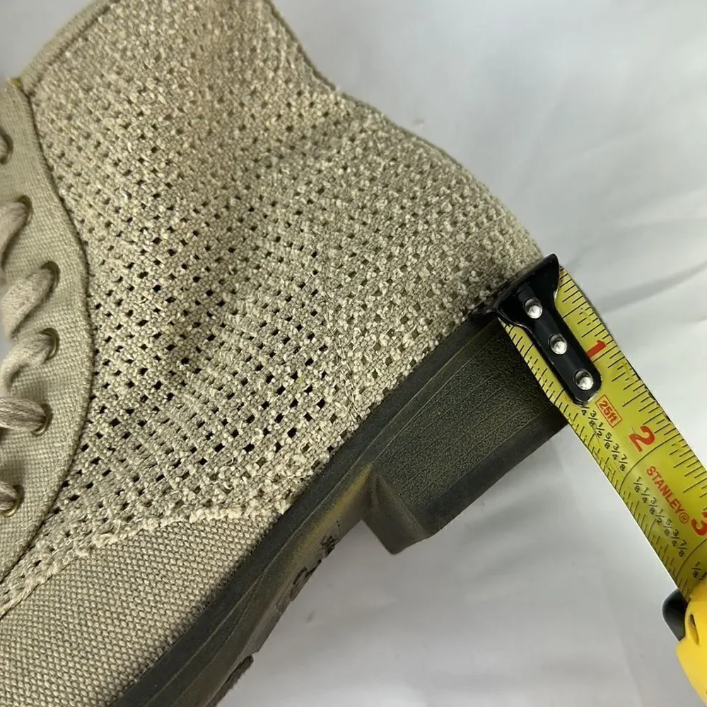 Rocket Dog Tave Beige Heavy Washed Canvas Boots Size 7.5